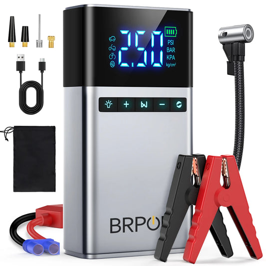BRPOM Portable Car Battery Jumper Starter With Air Compressor