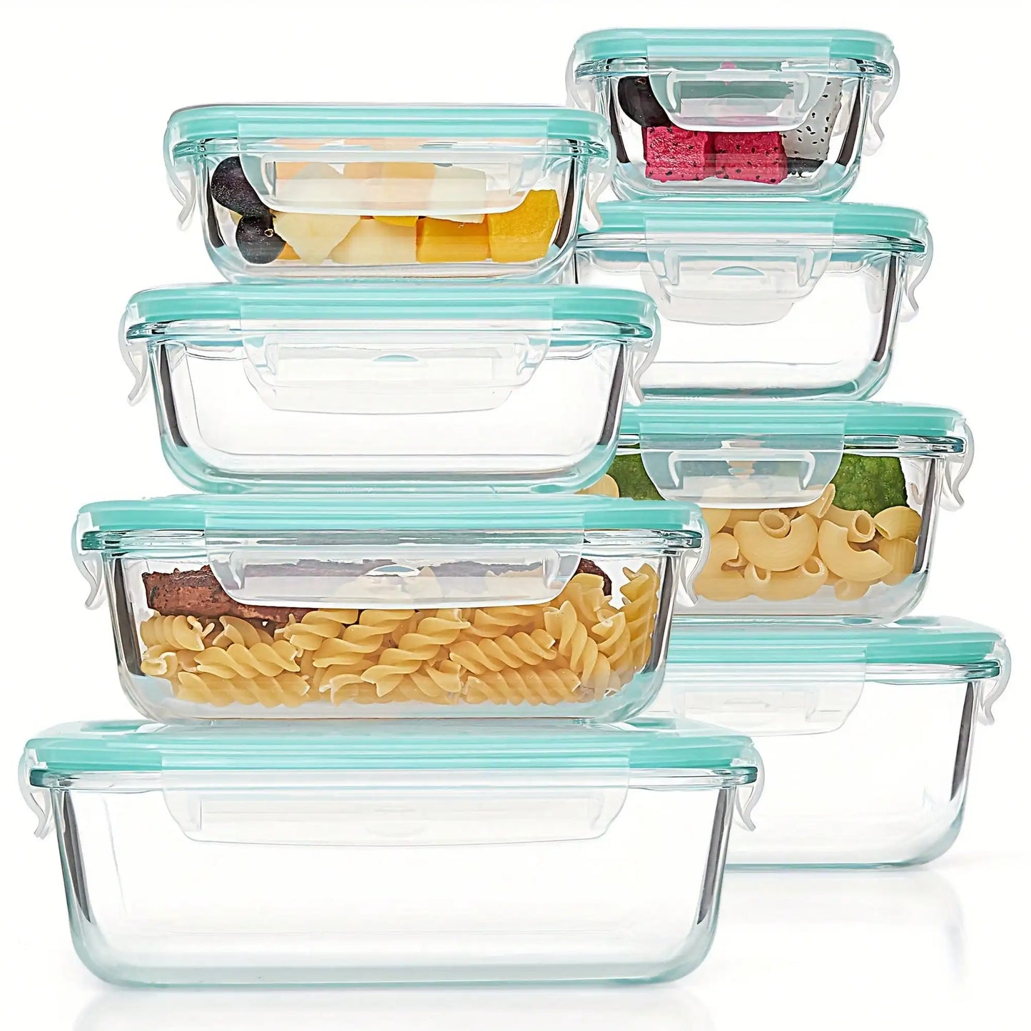 NONECN 8-Piece Glass Food Storage Containers Set With Leak-Proof Lids