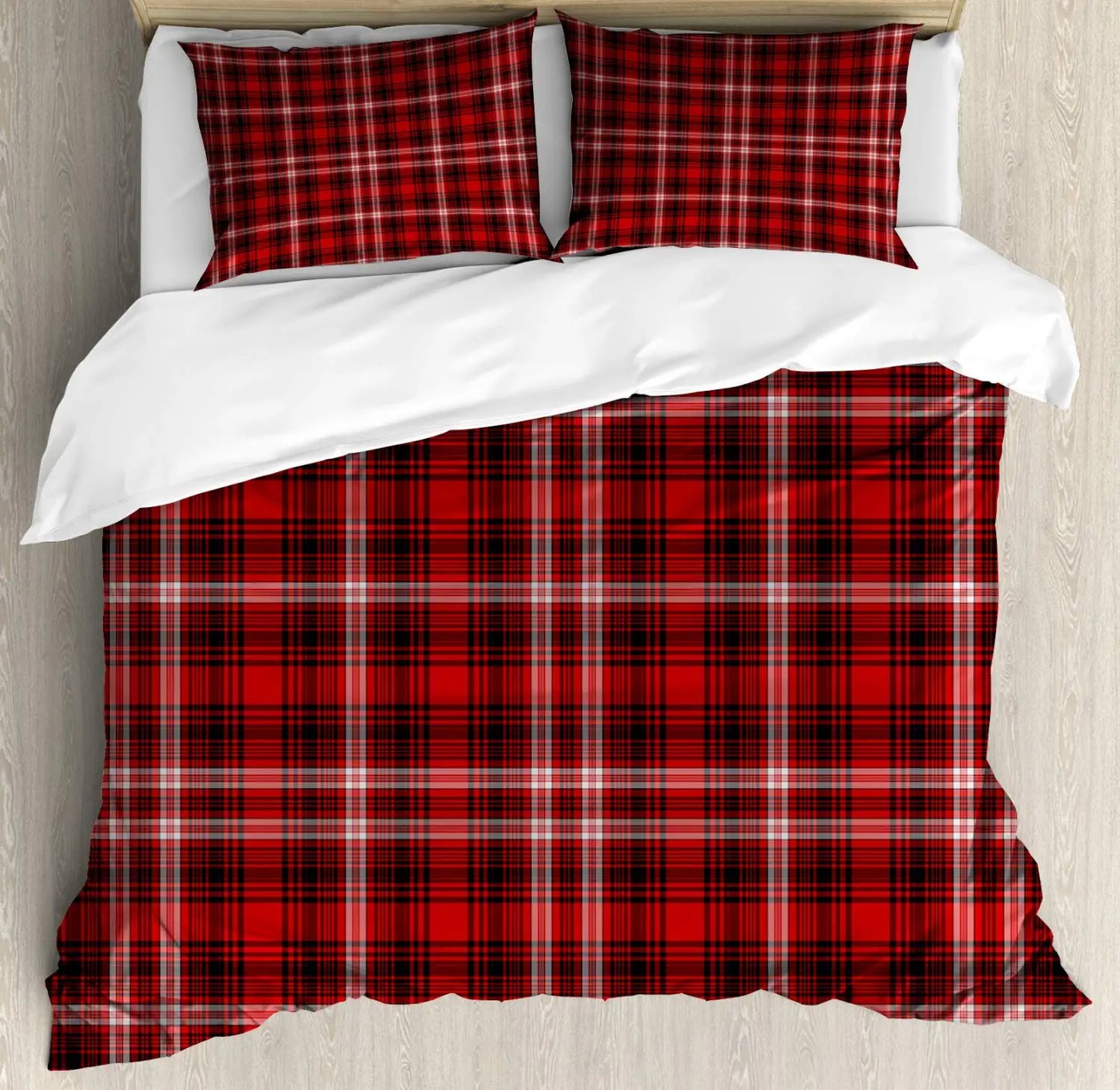Jiangsu Plaid Duvet Cover Set With 2 Pillow Shams Premium