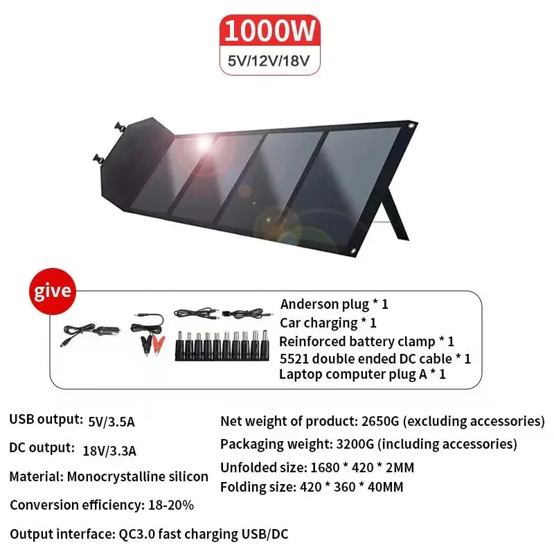 Choice 1000W Foldable Solar Panel For RV Camping 18V 24V