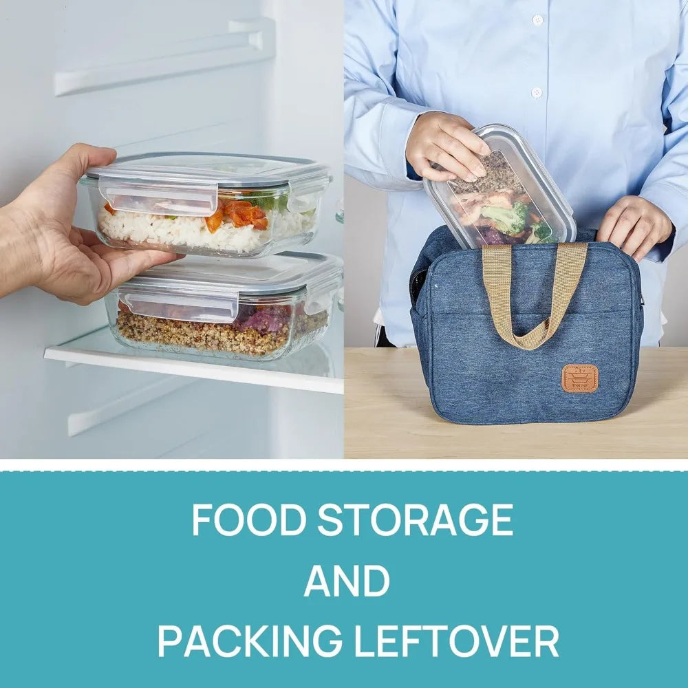 5-Pack 22oz Glass Food Containers with Airtight Lids, Microwave, Oven, Freezer & Dishwasher Safe (Grey)