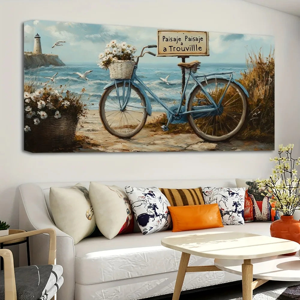 Pine Solid Wood Frame Seascape Lighthouse Wall Hanging