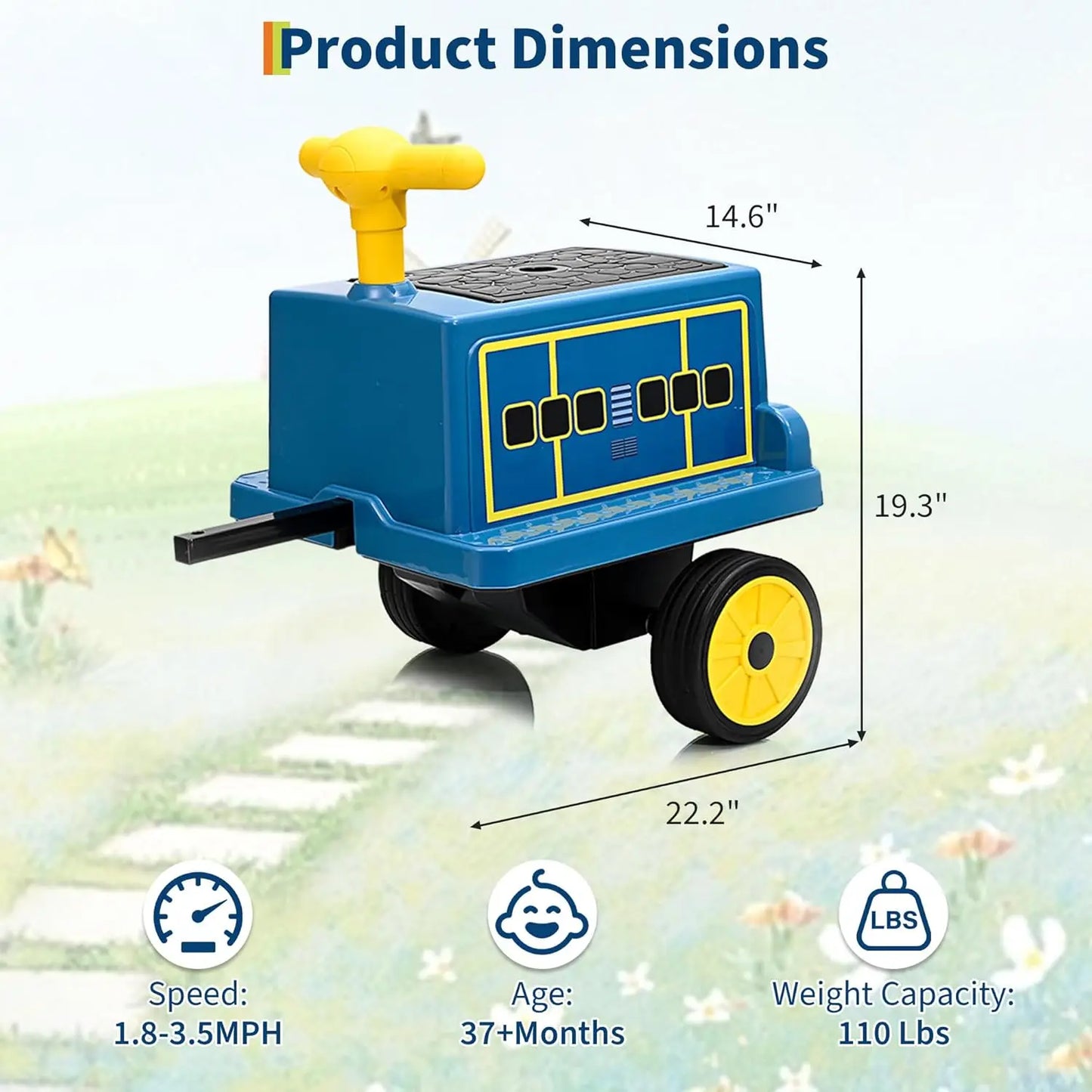 Trackless Two Seater Ride On Train 12V Toy For Toddlers