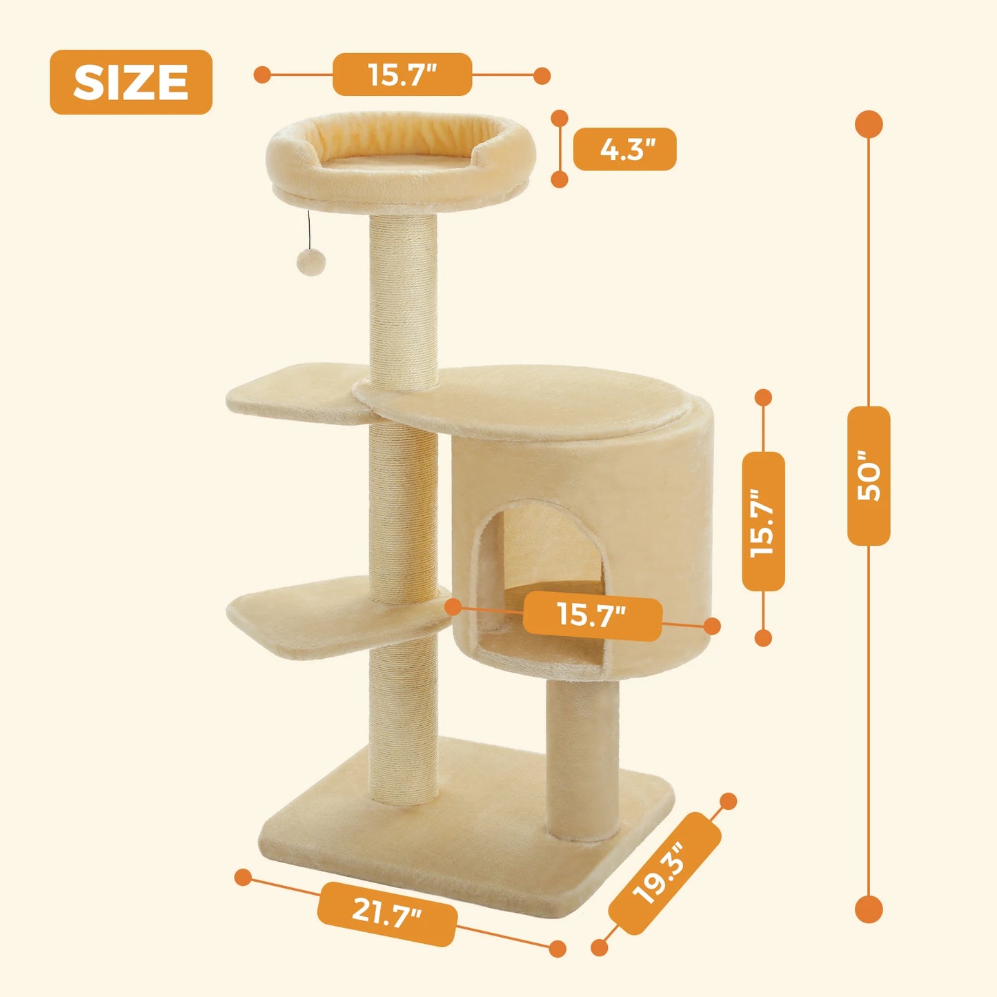 Indoor Cat Tree With Spacious Condo And Scratching Posts