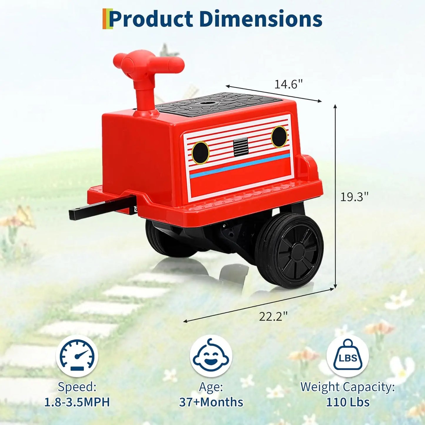 Trackless Two Seater Ride On Train 12V Toy For Toddlers