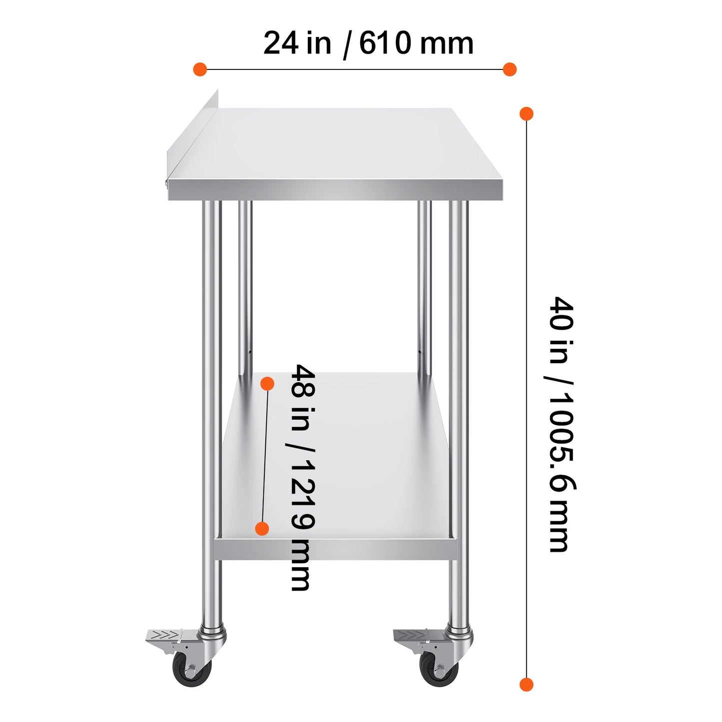 SucceBuy Stainless Steel Commercial Work Table With Casters Heavy Duty
