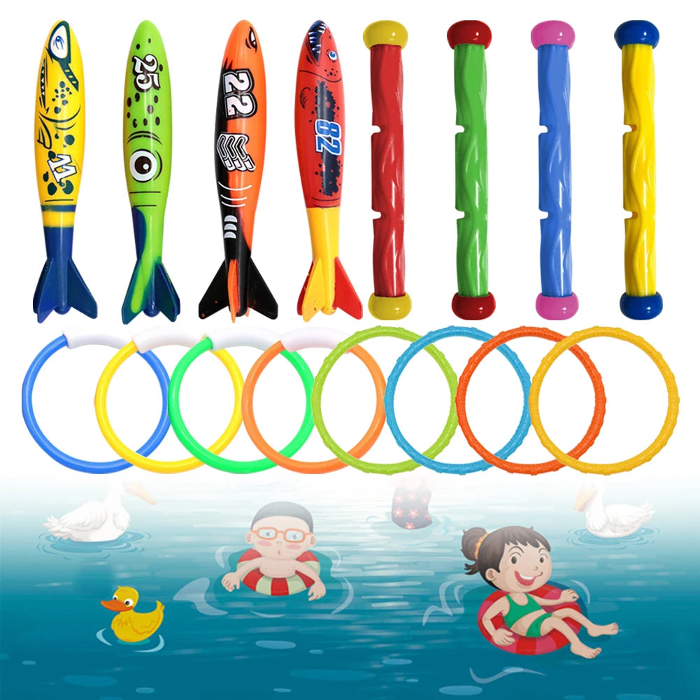 4 Piece Sinking Cartoon Pool Toys Set For Underwater Diving