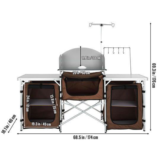 SucceBuy Foldable Outdoor Kitchen Table For Camping And BBQ
