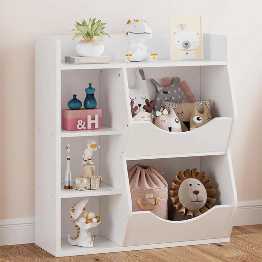 5-Cubby Kids Bookshelf and Bookcase Multi Shelf Organizer Storage Books and Toys for Kindergarten Bedroom Playroom
