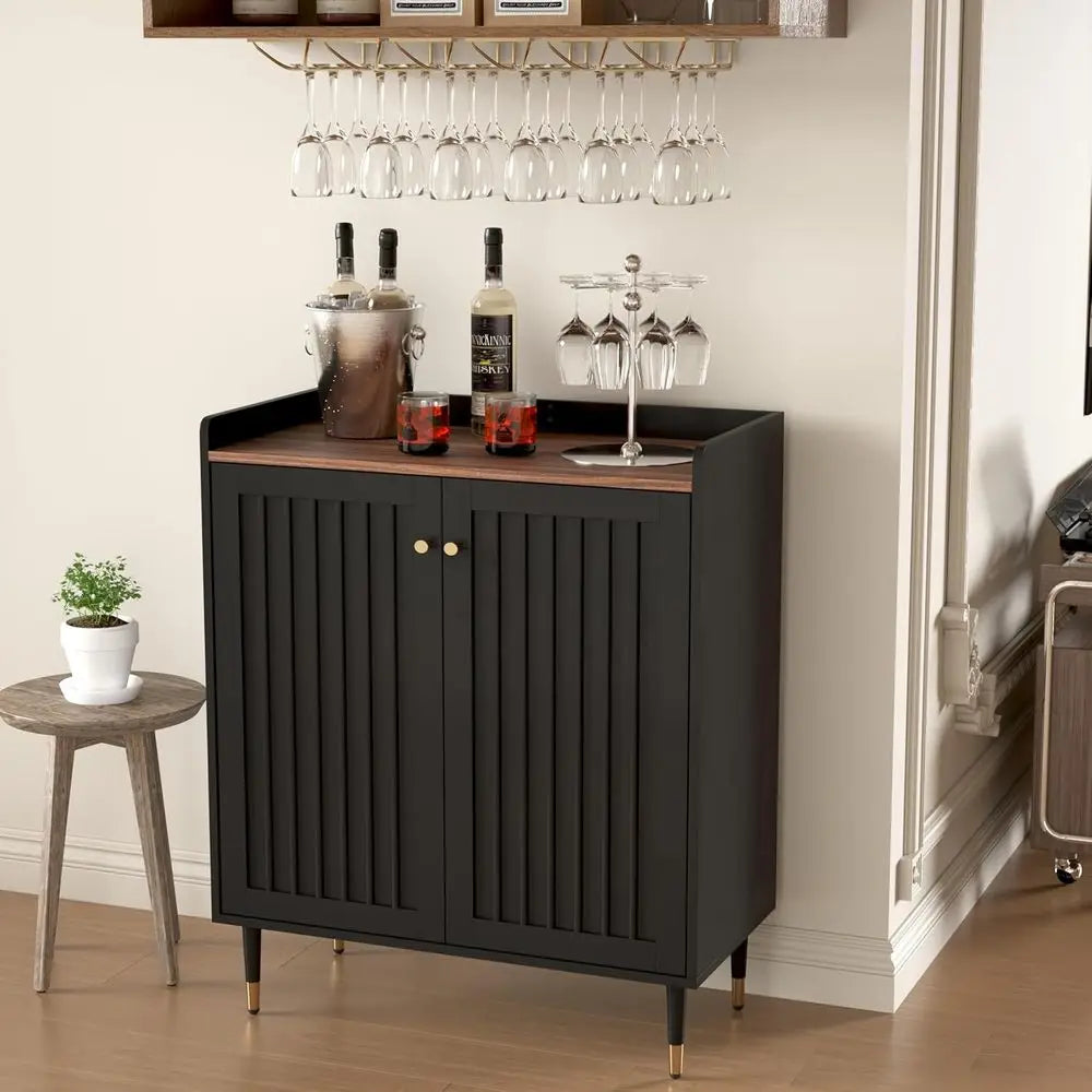Wine And Liquor Storage Cabinet With Adjustable Shelves