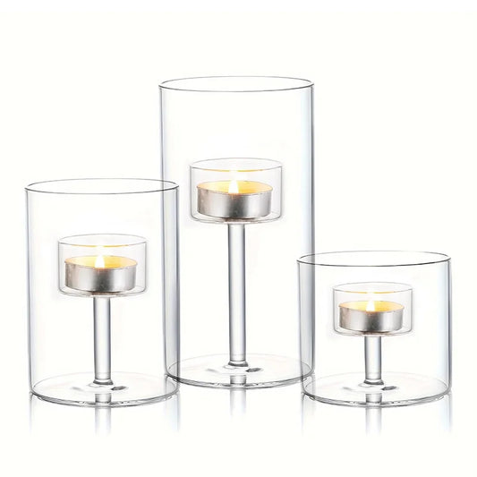 Cylindrical Hurricane Glass Candle Holders for Weddings Parties Decor
