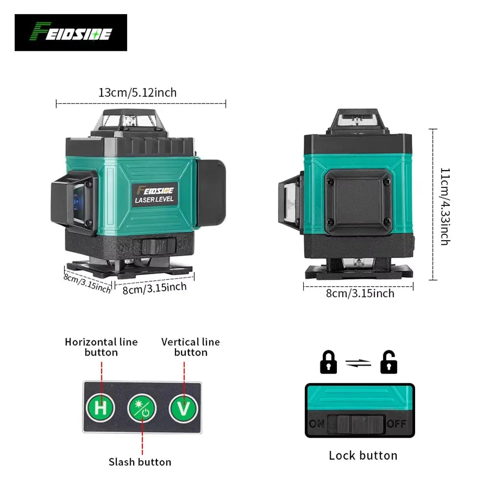FEIDSIDE 16-Line 4D Laser Level Self Leveling With Tripod