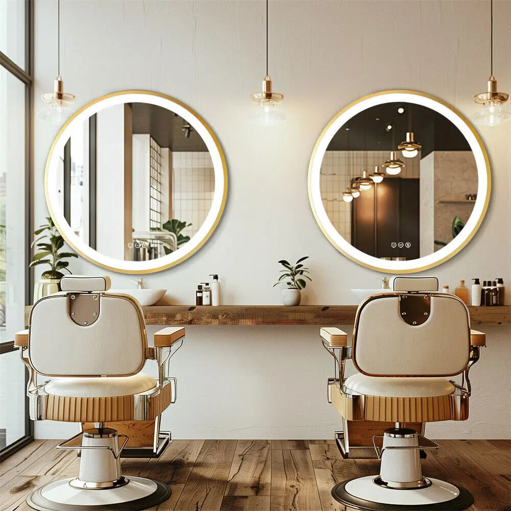 BORWART Bathroom LED Round Mirror Anti Fog 3 Lighting Colors