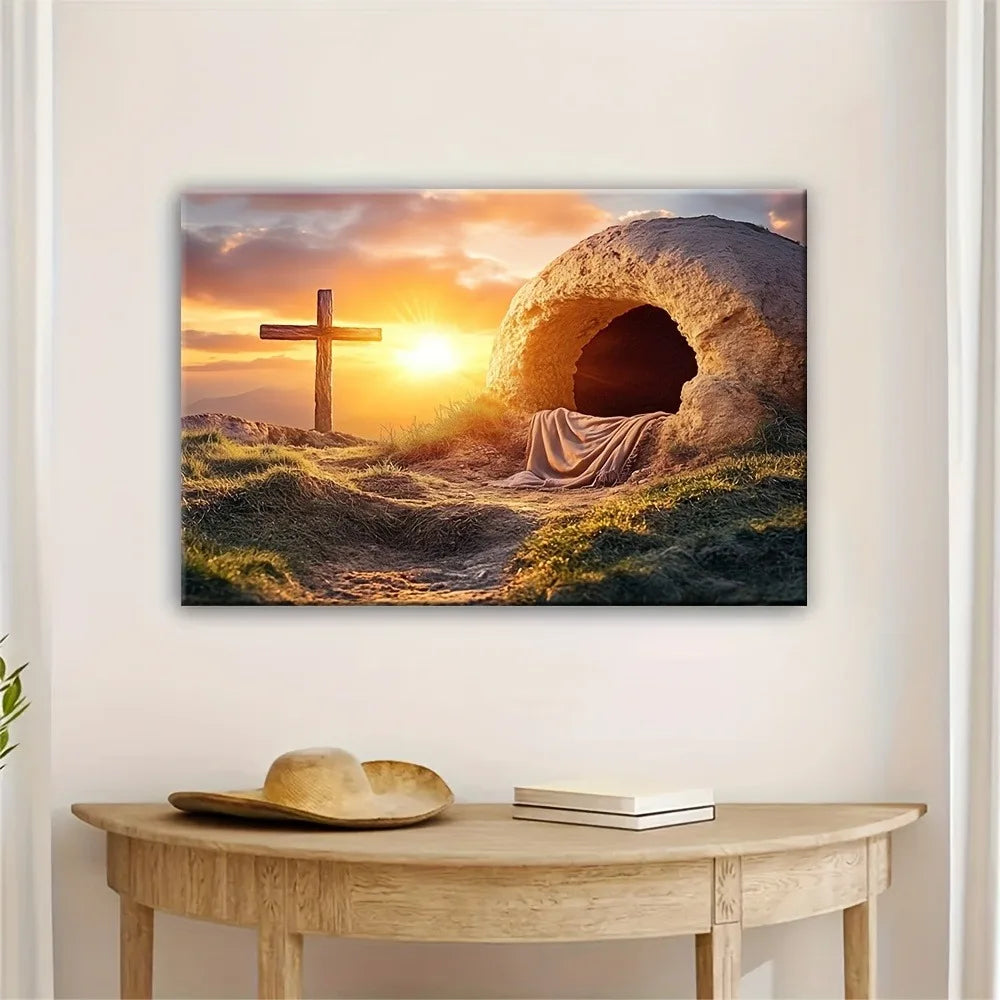 Hign-concerned Resurrection Canvas With Pine Frame Wall Art
