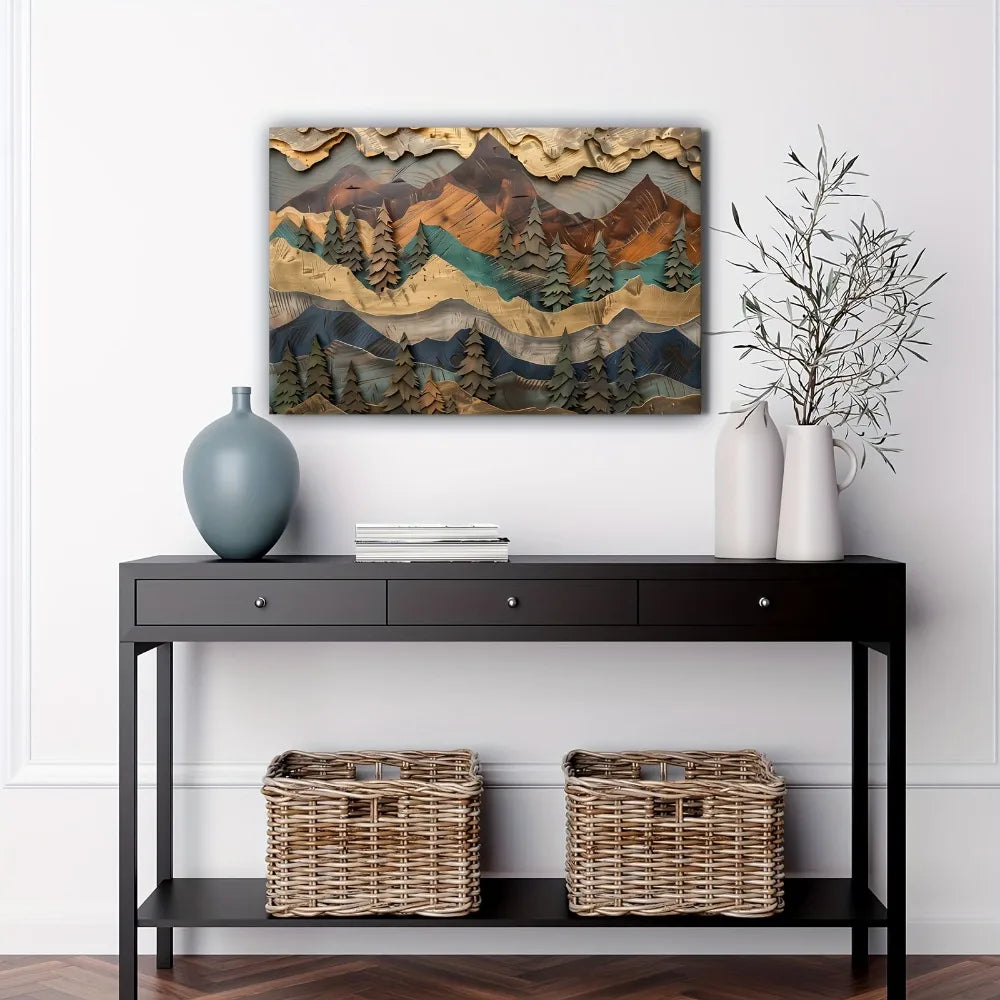 Hign-concerned Mountain And Pine Forest Wall Art Decor