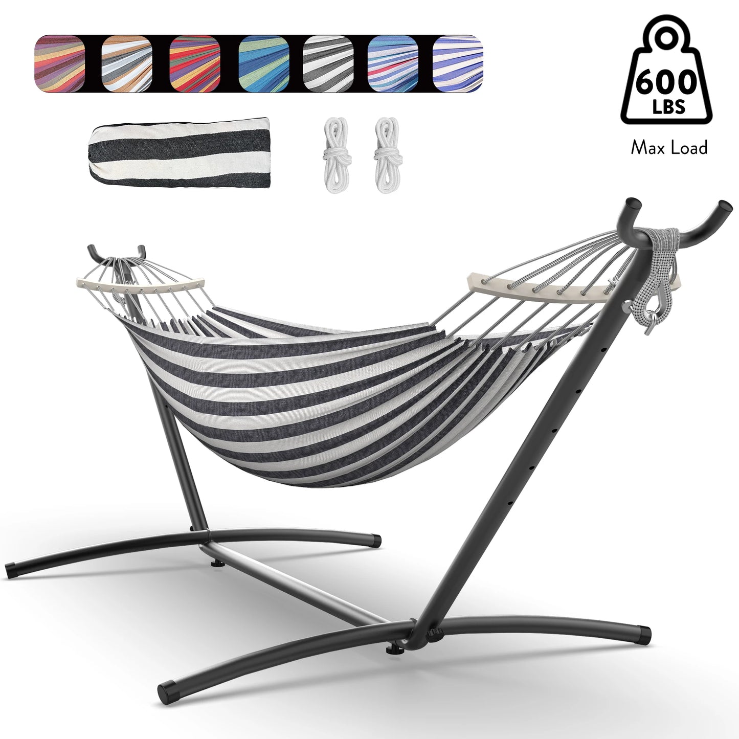 Gyroor Hammock With Adjustable Stand Storage Bag 600 Pound Capacity