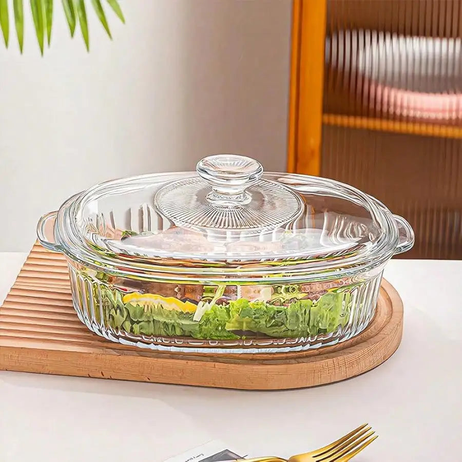 Borosilicate Glass Casserole Dish With Lid Oven Microwave Safe