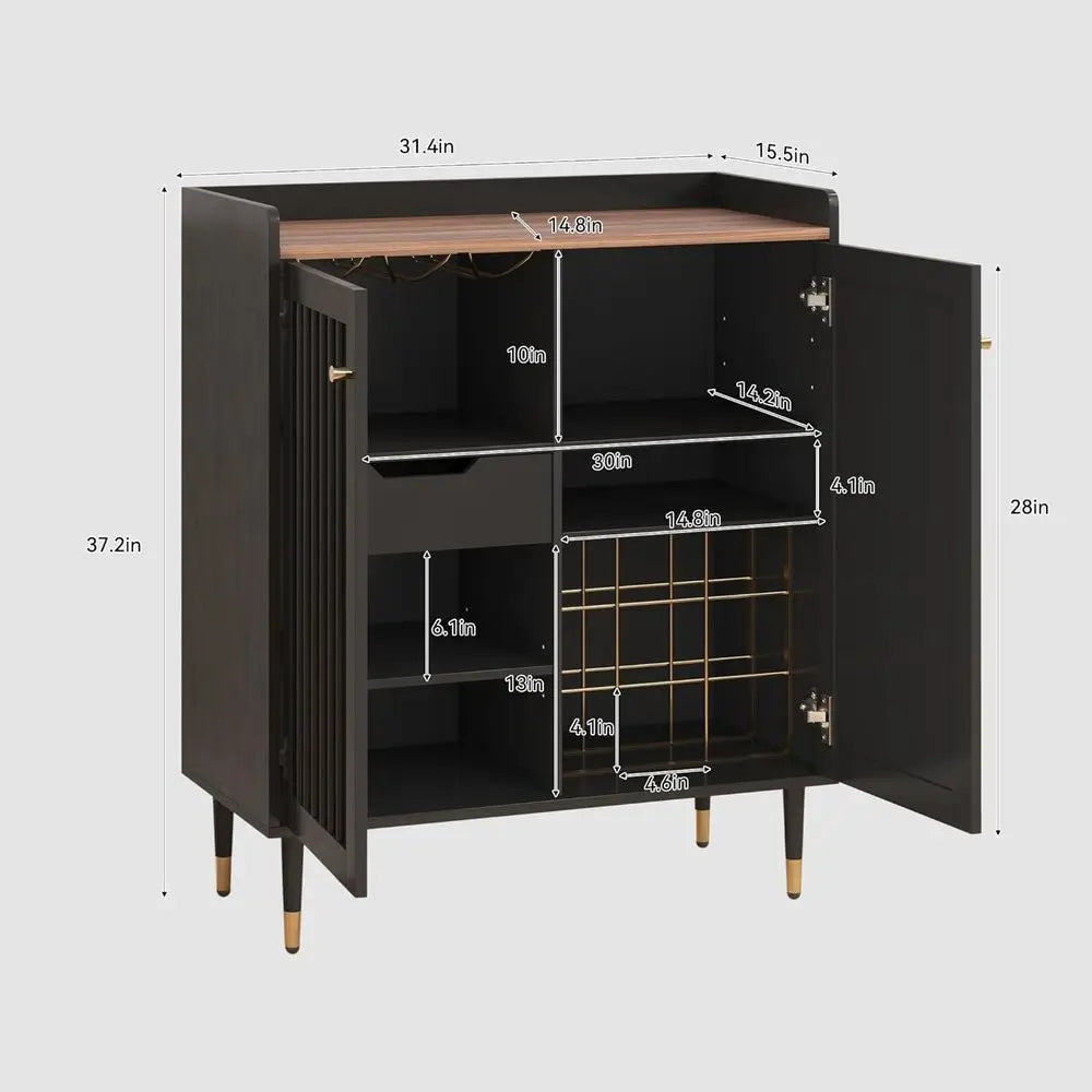 Wine And Liquor Storage Cabinet With Adjustable Shelves