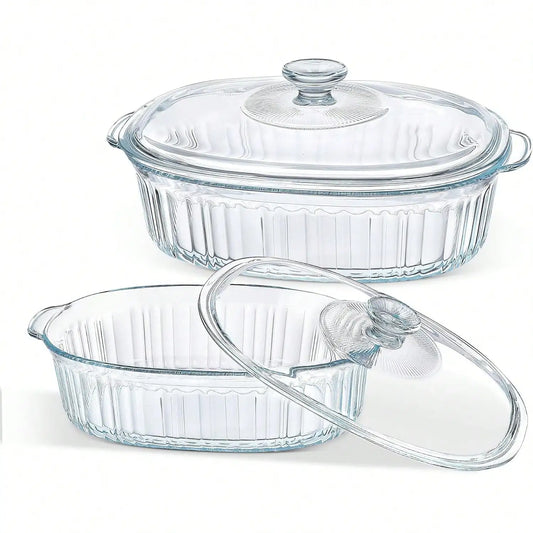 Borosilicate Glass Casserole Dish With Lid Oven Microwave Safe