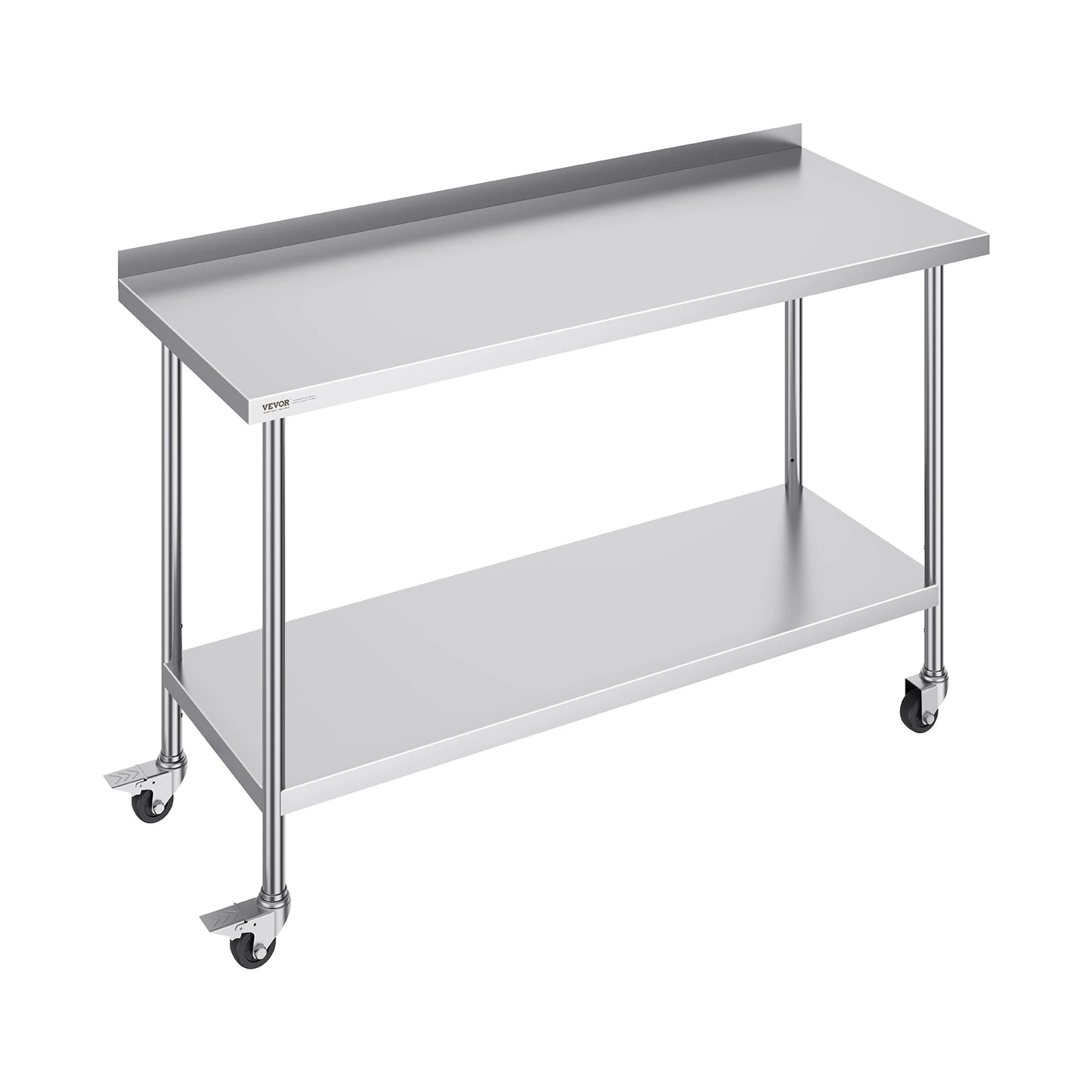 SucceBuy Stainless Steel Commercial Work Table With Casters Heavy Duty
