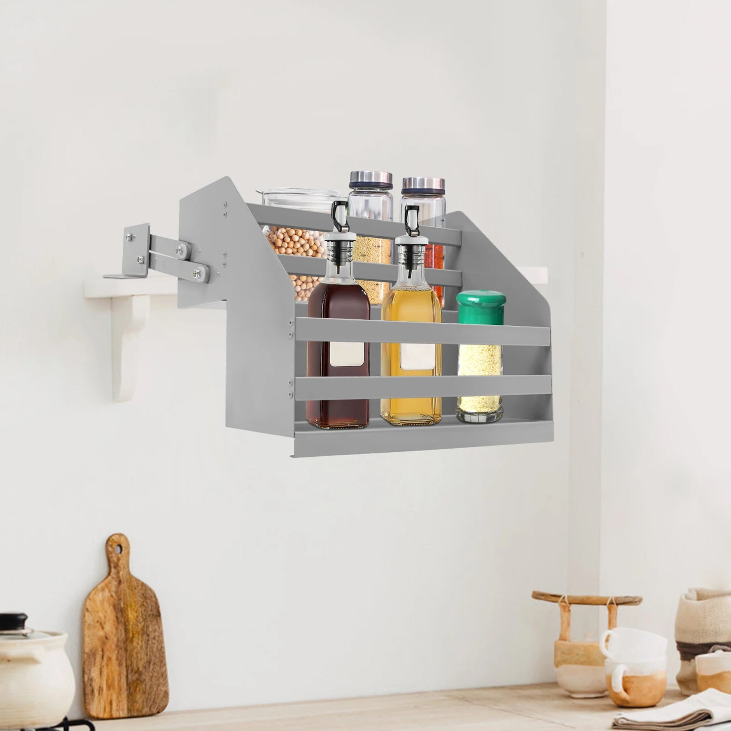 NONECN 2 Tier Pull Down Shelf For Kitchen Cabinets