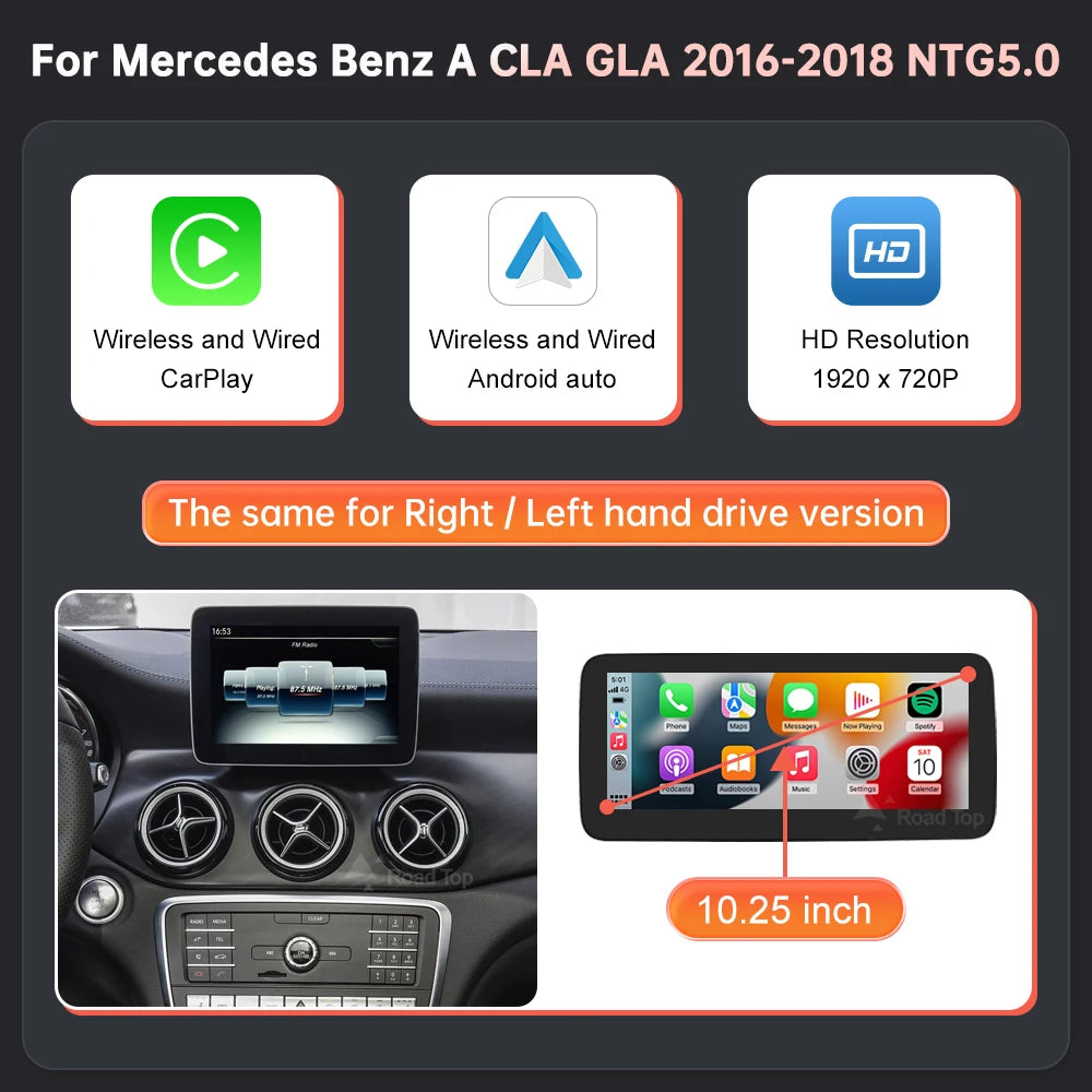Wincago Wireless CarPlay Android Auto Display for Mercedes-Benz CLA GLA