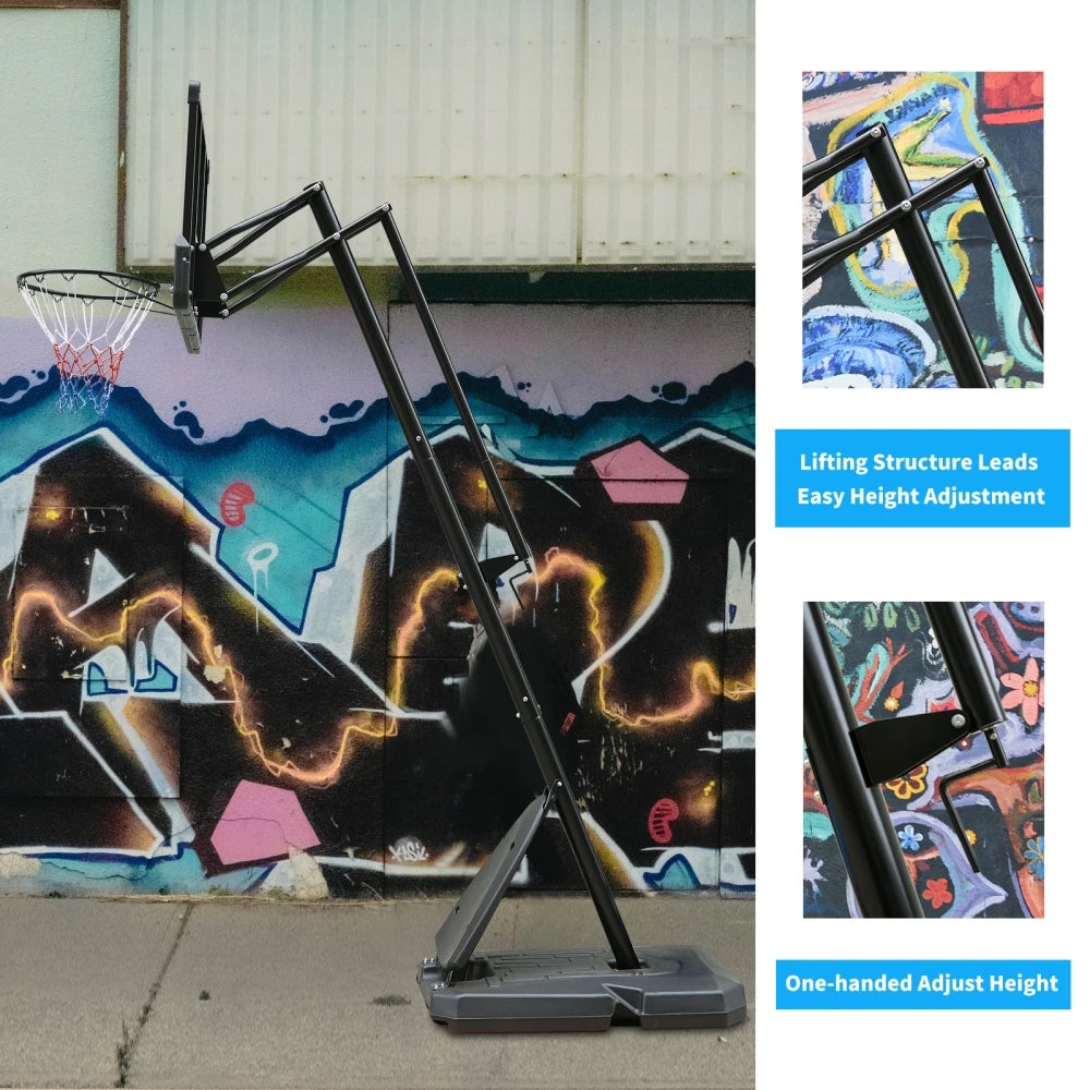 Outdoor Adjustable Portable Basketball Hoop With Stable Base
