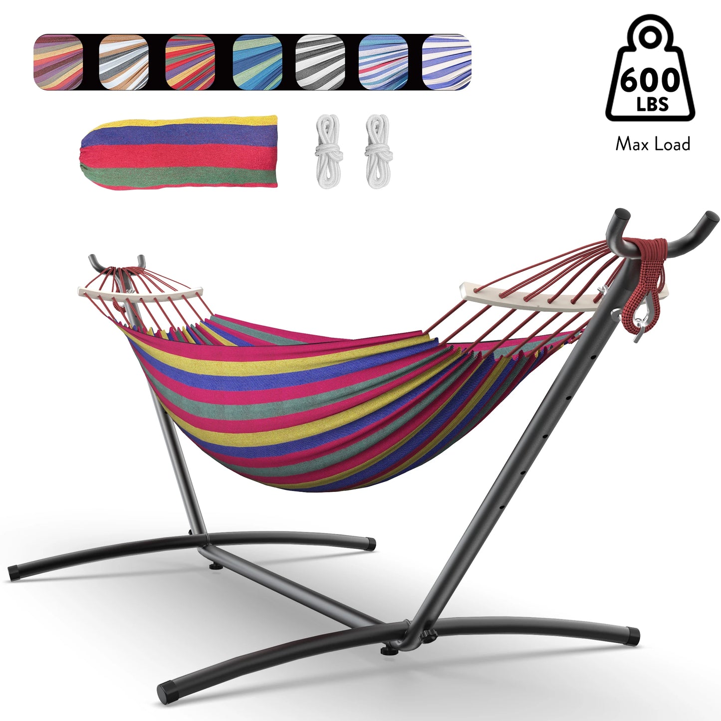 Gyroor Hammock With Adjustable Stand Storage Bag 600 Pound Capacity