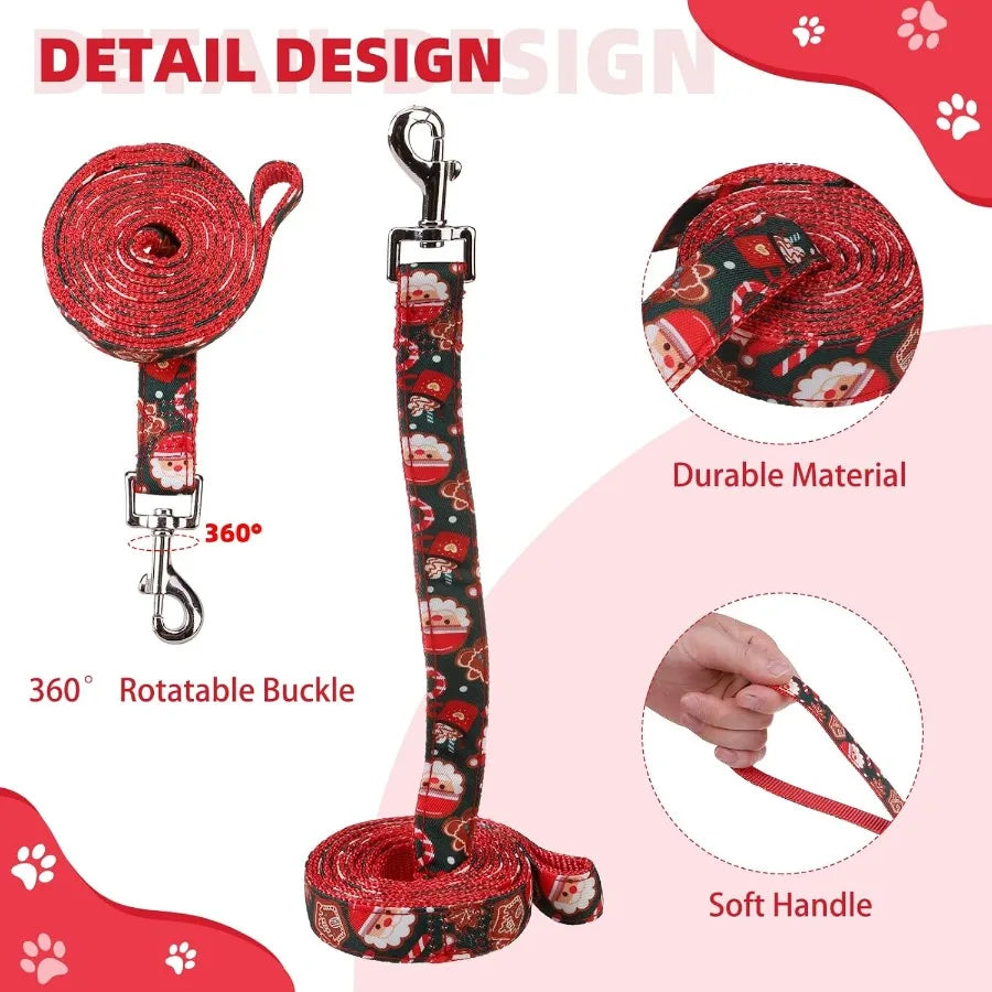 Christmas Dog Harness for Small Medium Dogs Stepin No Pull Soft Mesh Padded Adjustable and Reflective Pet Vest Harness Set with