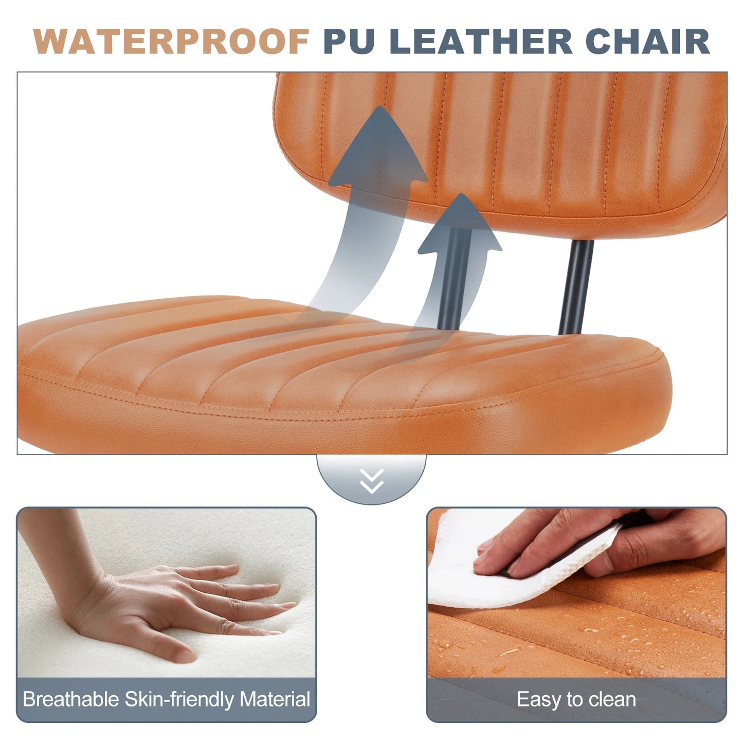 JHK Armless Office Desk Chair With Lumbar Support And Wheels