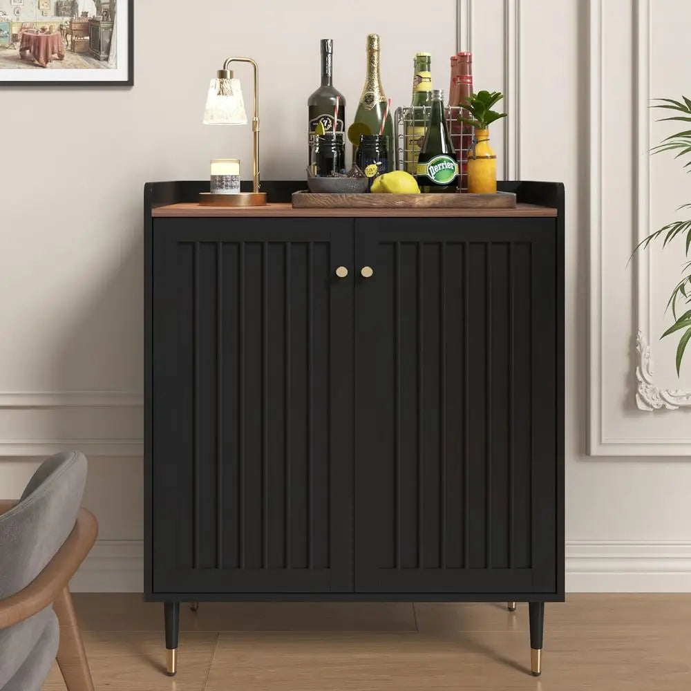 Wine And Liquor Storage Cabinet With Adjustable Shelves