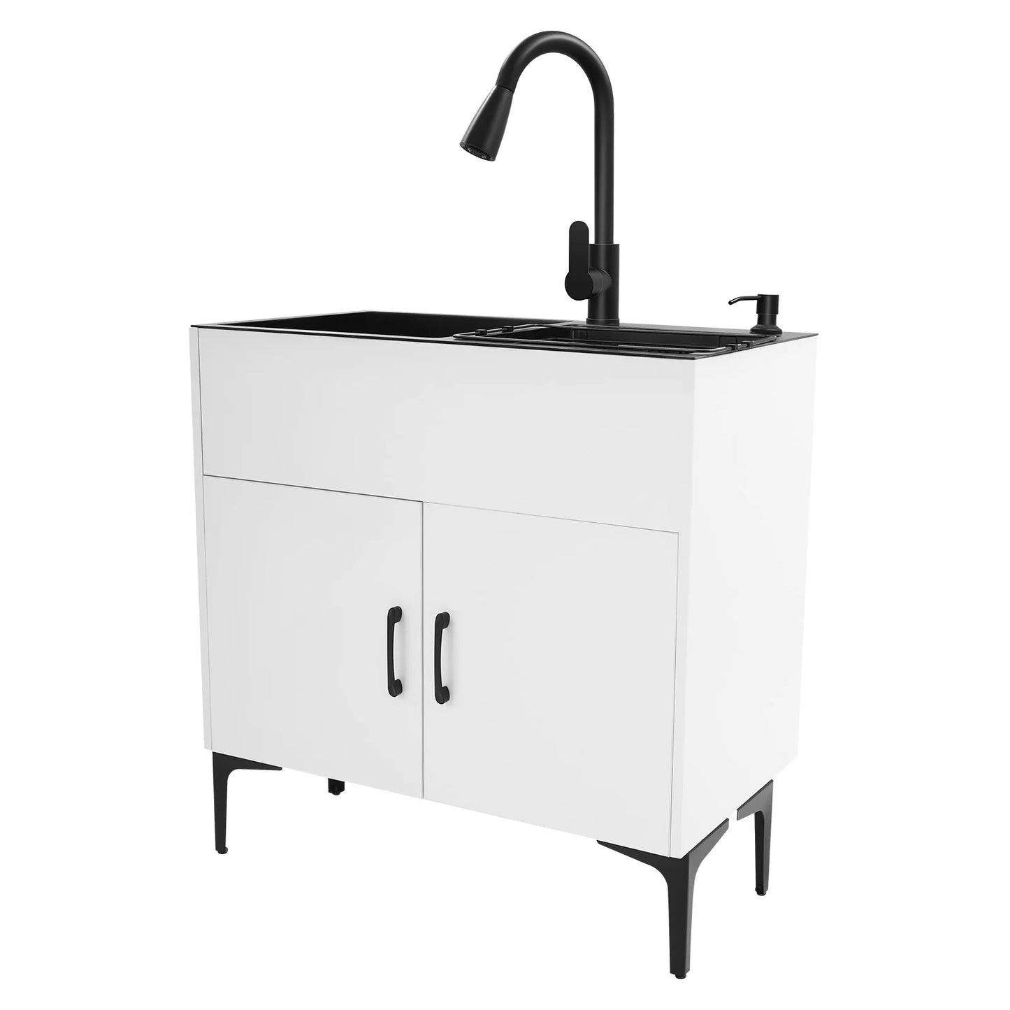 Bymaocar Pull Out Kitchen Faucet For Freestanding Double Basin