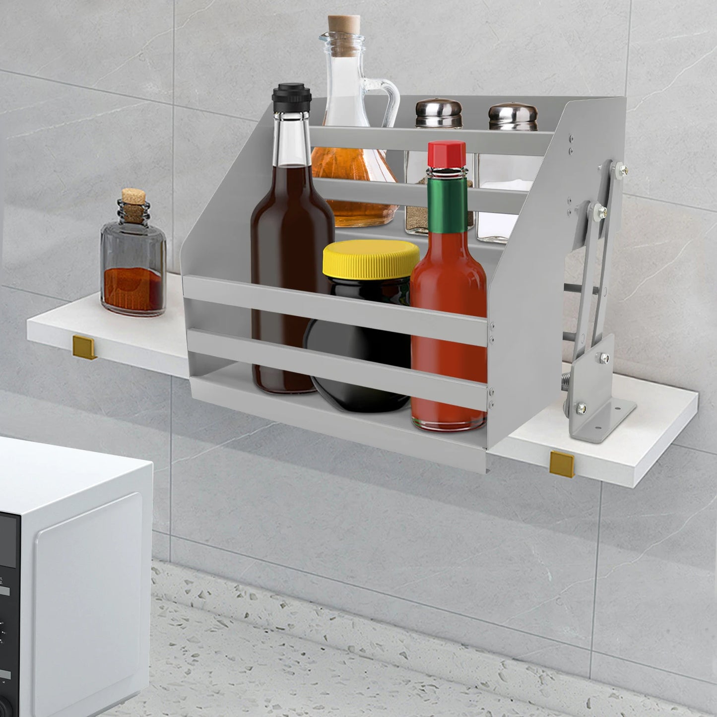 NONECN 2 Tier Pull Down Shelf For Kitchen Cabinets