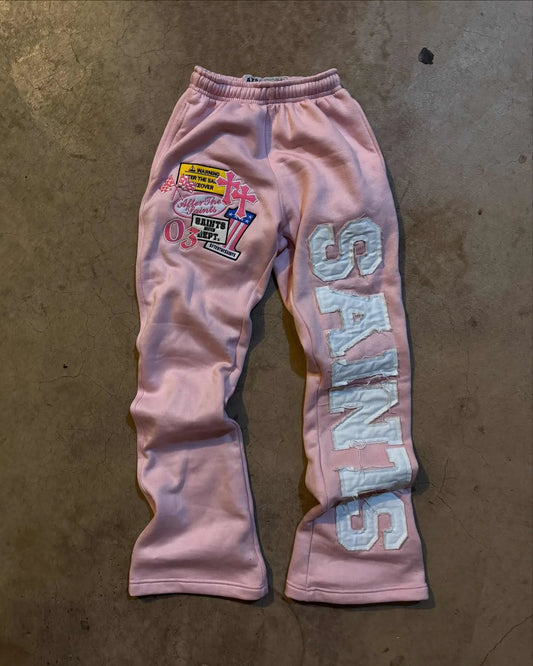 Loose straight-leg sport pants with sun-protective fur rings and double-waist sport sweatpants