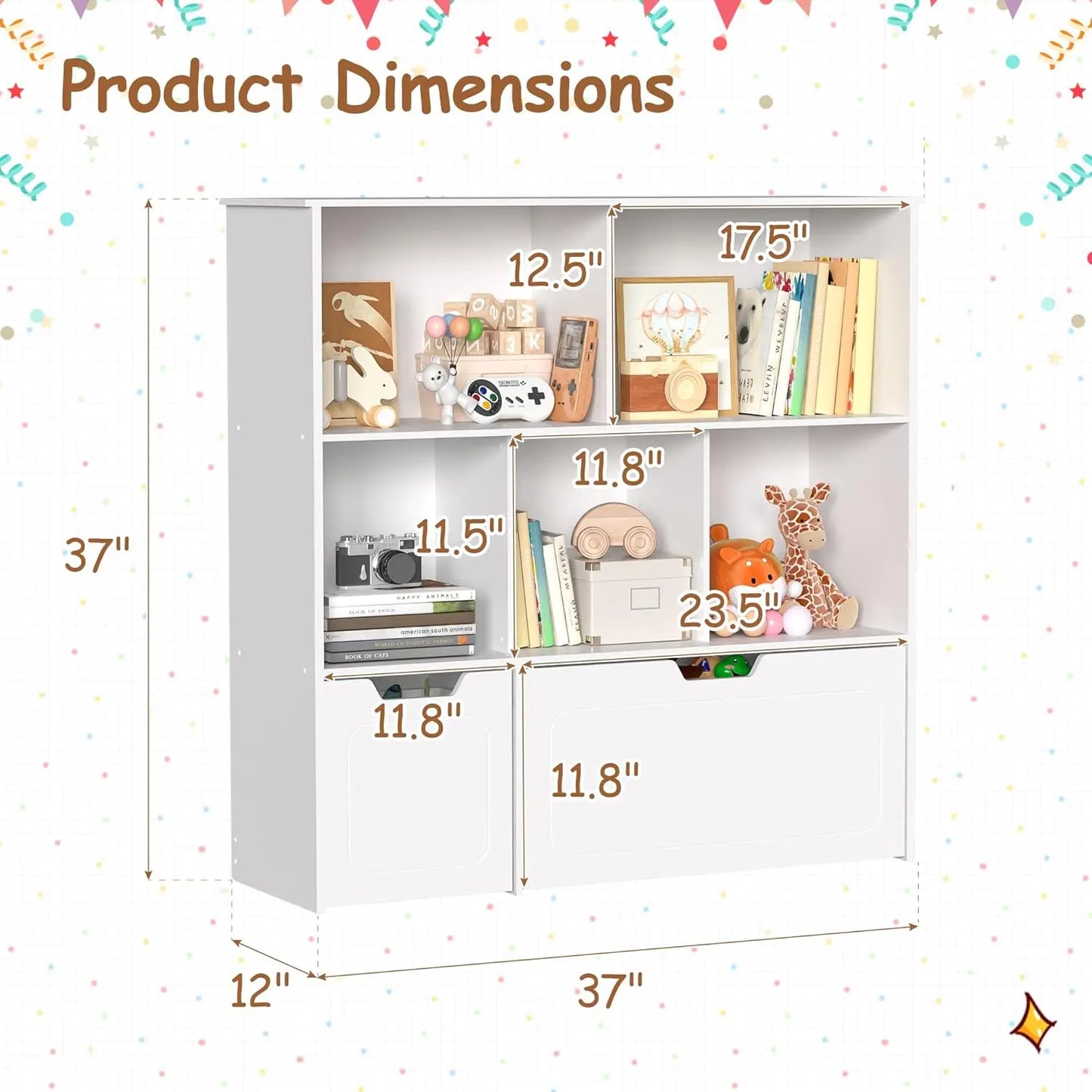 Toy Storage Organizer With Movable Drawers And 3 Shelves