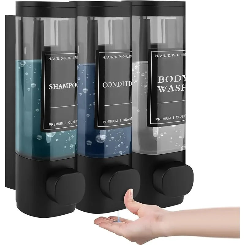 Hign-concerned 3in1 No Drilling Wall Mount Soap Shampoo Conditioner Dispenser
