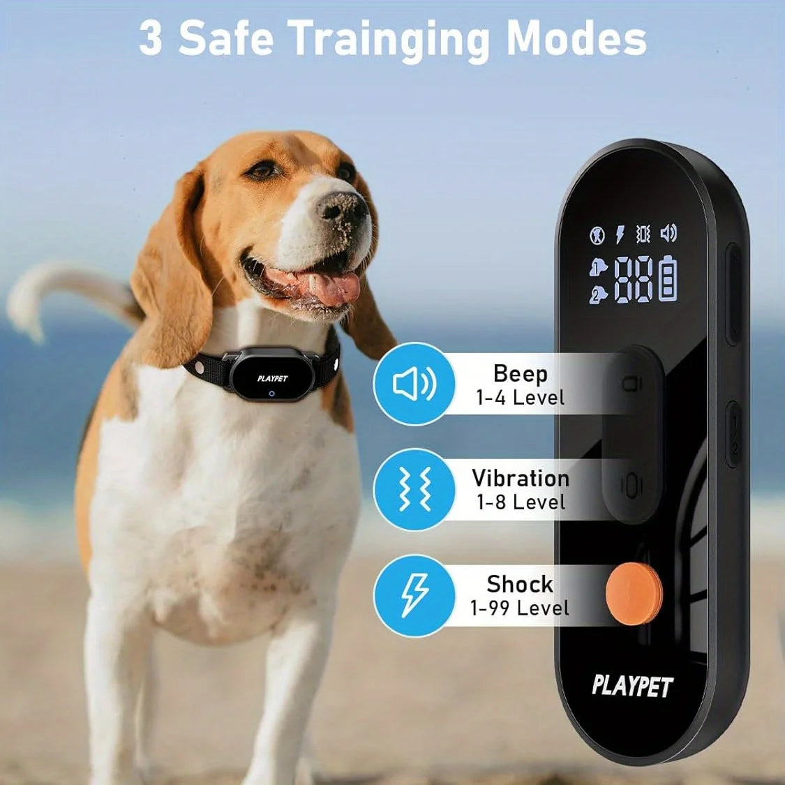 Dog Shock Collar with Remote, Dog Training Electric Collar, Waterproof Rechargeable,Dog Shock Collar with LED Light, Beep, Vibra