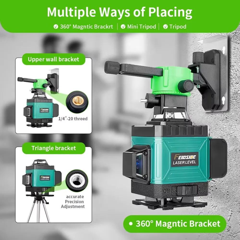 FEIDSIDE 16-Line 4D Laser Level Self Leveling With Tripod