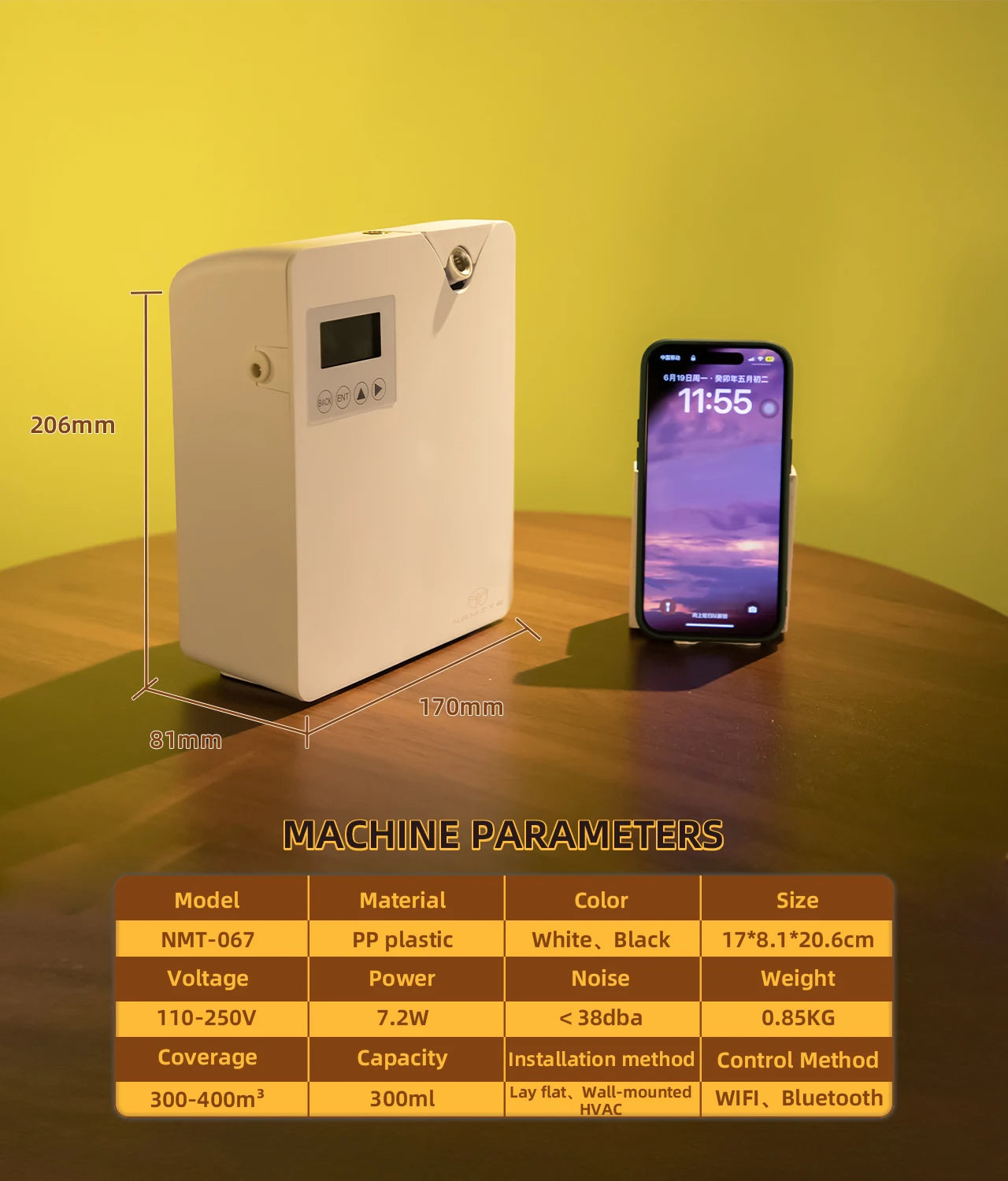 NAMSTE Aroma Diffuser WIFI Electric Aromatic Oasis Bluetooth Room Fragrance  Air Freshener Essential Oils  Purifiers 400m³