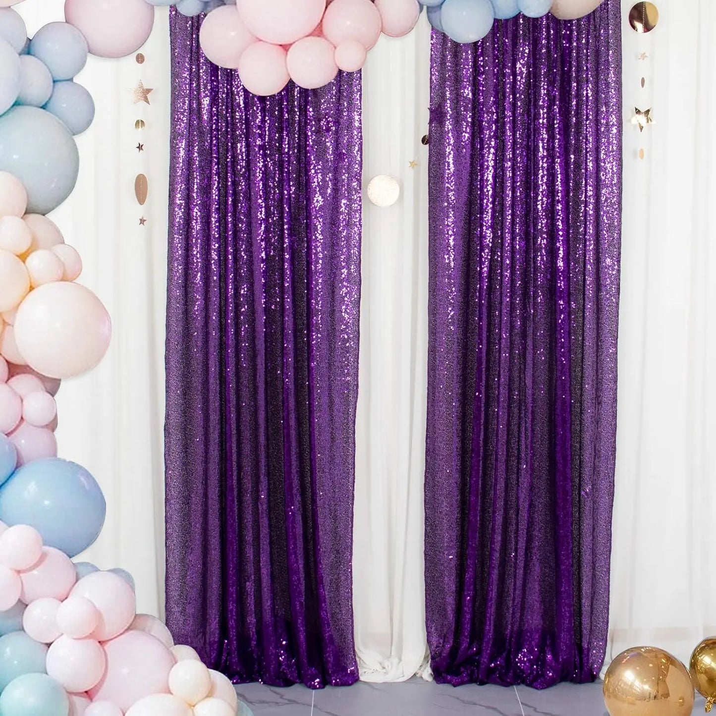 Sequin Backdrop Curtains Glitter Drapes 6-Piece for Wedding Party