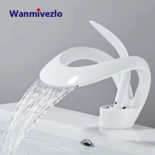Wanmivezlo Waterfall Bathroom Basin Faucet Hot Cold Brass Deck Mounted