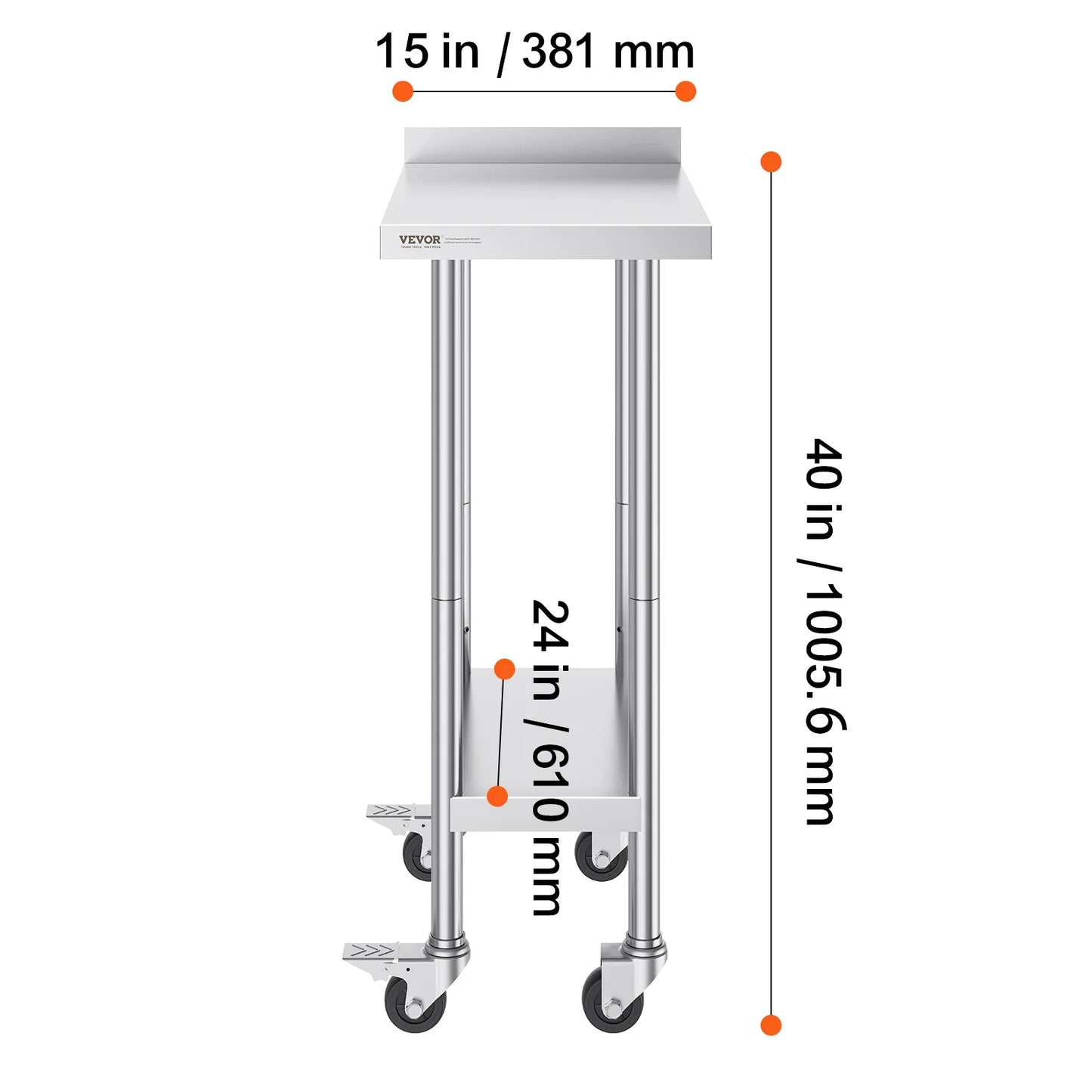 SucceBuy Stainless Steel Commercial Work Table With Casters Heavy Duty